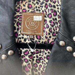 Double D Ranch Black Skulls Leather Jacket